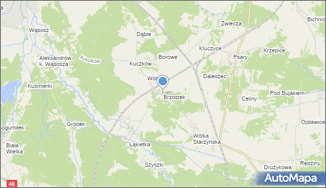 mapa Brzostek, Brzostek gmina Szczekociny na mapie Targeo