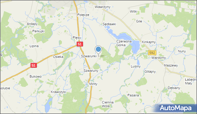 mapa Brzostkowo, Brzostkowo na mapie Targeo