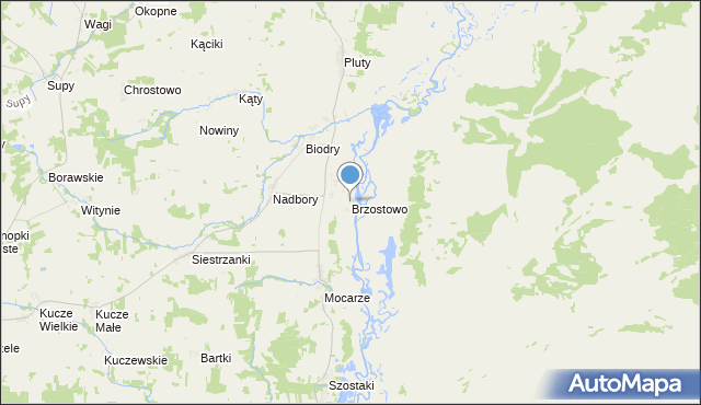 mapa Brzostowo, Brzostowo gmina Jedwabne na mapie Targeo