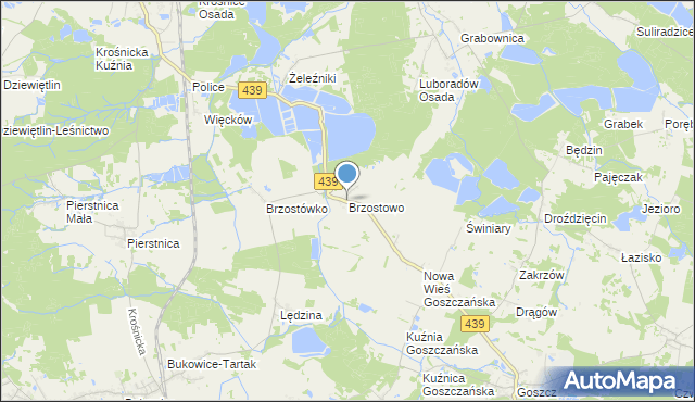 mapa Brzostowo, Brzostowo gmina Krośnice na mapie Targeo