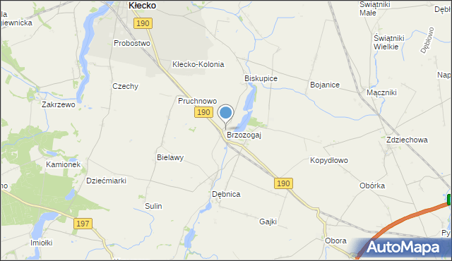 mapa Brzozogaj, Brzozogaj gmina Kłecko na mapie Targeo