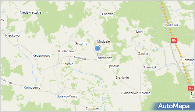 mapa Brzozowa, Brzozowa gmina Grajewo na mapie Targeo