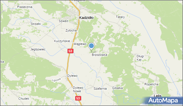 mapa Brzozówka, Brzozówka gmina Kadzidło na mapie Targeo