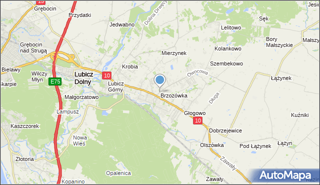 mapa Brzozówka, Brzozówka gmina Obrowo na mapie Targeo