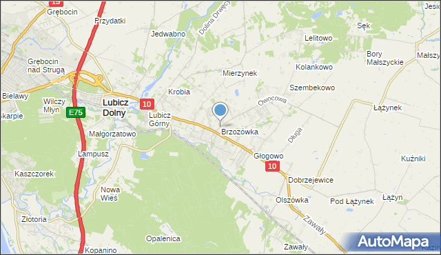 mapa Brzozówka, Brzozówka gmina Obrowo na mapie Targeo