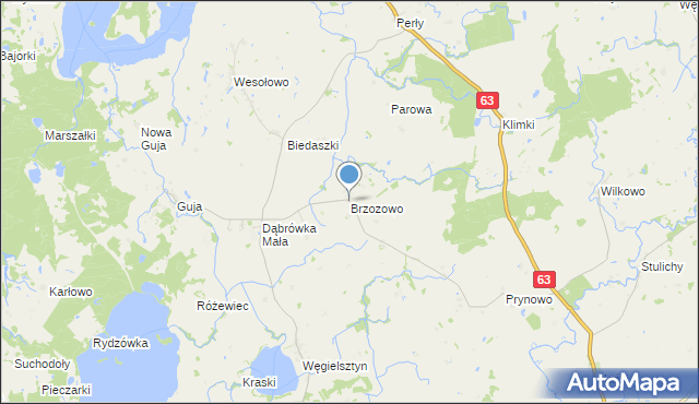 mapa Brzozowo, Brzozowo gmina Węgorzewo na mapie Targeo