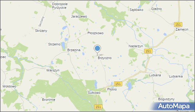 mapa Brzyczno, Brzyczno na mapie Targeo