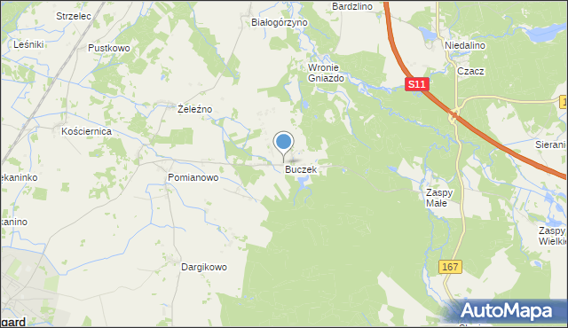 mapa Buczek, Buczek gmina Białogard na mapie Targeo