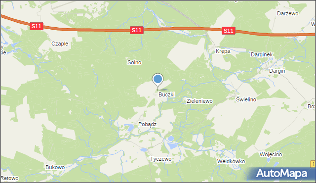 mapa Buczki, Buczki gmina Tychowo na mapie Targeo