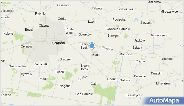 mapa Budki, Budki gmina Grabów na mapie Targeo