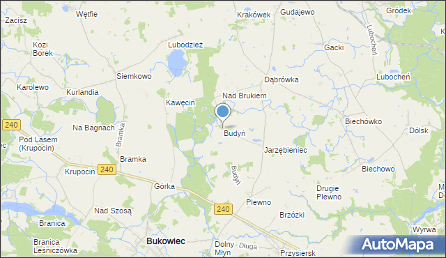 mapa Budyń, Budyń na mapie Targeo