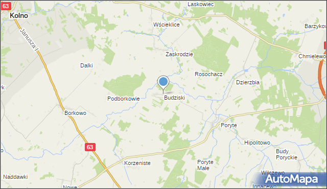 mapa Budziski, Budziski gmina Stawiski na mapie Targeo