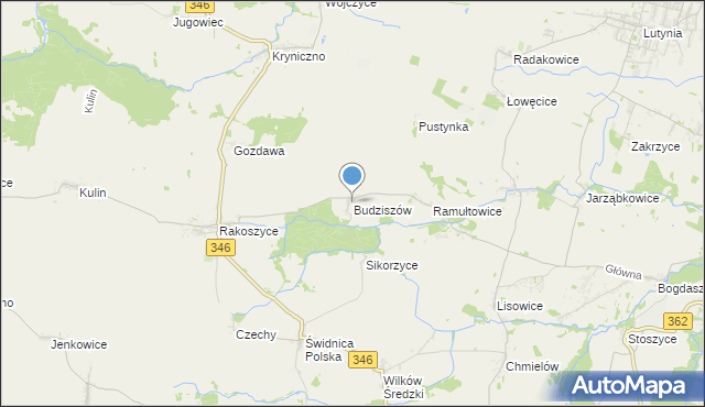 mapa Budziszów, Budziszów gmina Kostomłoty na mapie Targeo