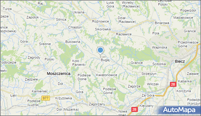 mapa Bugaj, Bugaj gmina Biecz na mapie Targeo