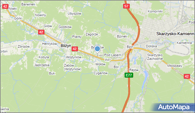 mapa Bugaj, Bugaj gmina Bliżyn na mapie Targeo