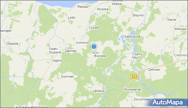 mapa Bukowa, Bukowa gmina Smołdzino na mapie Targeo