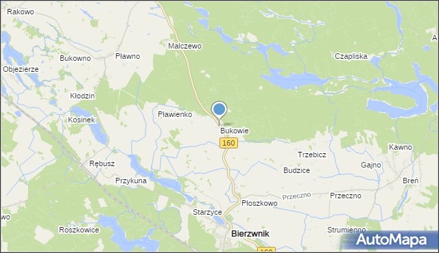 mapa Bukowie, Bukowie gmina Bierzwnik na mapie Targeo