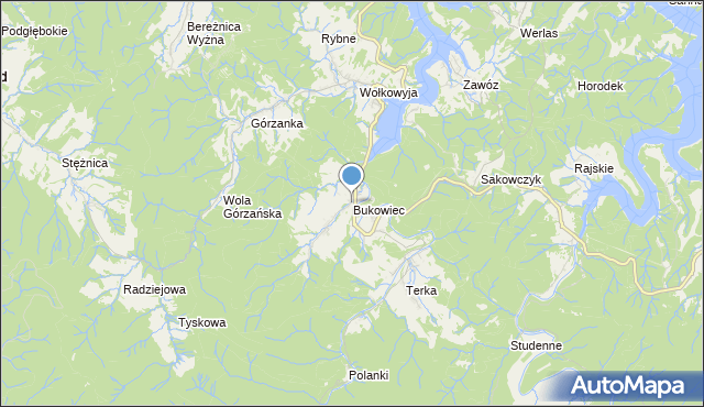 mapa Bukowiec, Bukowiec gmina Solina na mapie Targeo