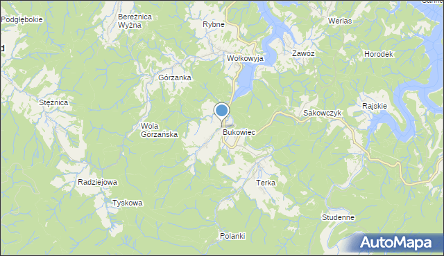 mapa Bukowiec, Bukowiec gmina Solina na mapie Targeo