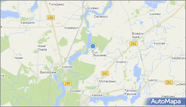 mapa Bukowiec, Bukowiec gmina Wągrowiec na mapie Targeo
