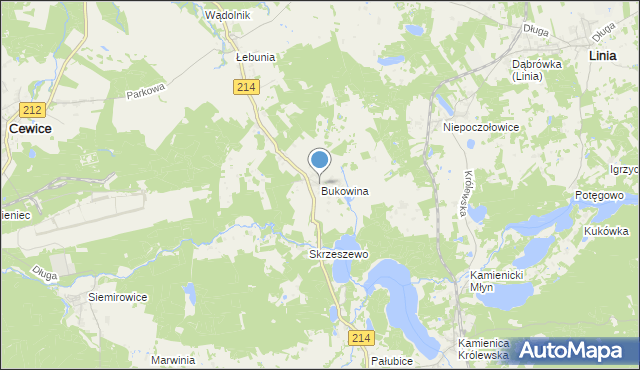 mapa Bukowina, Bukowina gmina Cewice na mapie Targeo