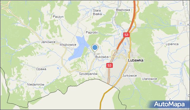 mapa Bukówka, Bukówka gmina Lubawka na mapie Targeo
