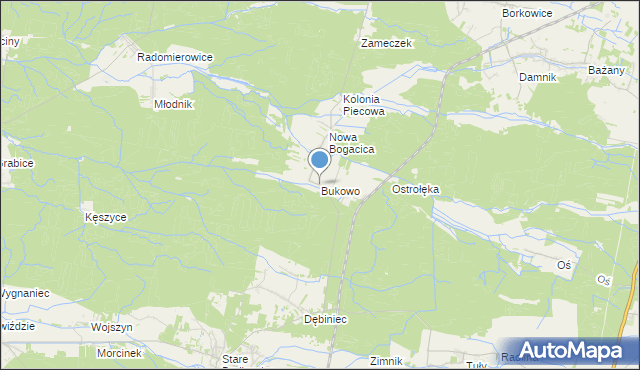 mapa Bukowo, Bukowo gmina Murów na mapie Targeo