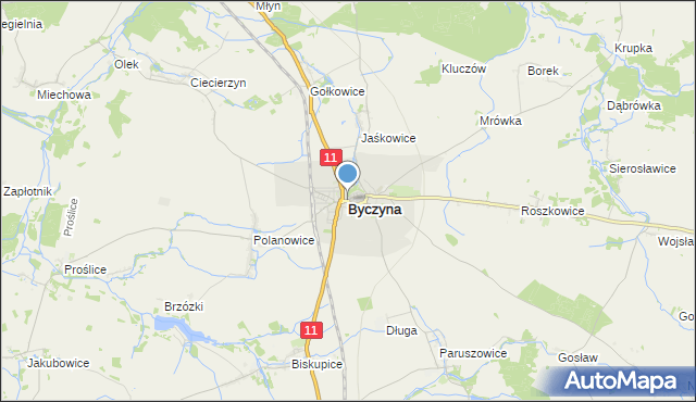 mapa Byczyna, Byczyna powiat kluczborski na mapie Targeo