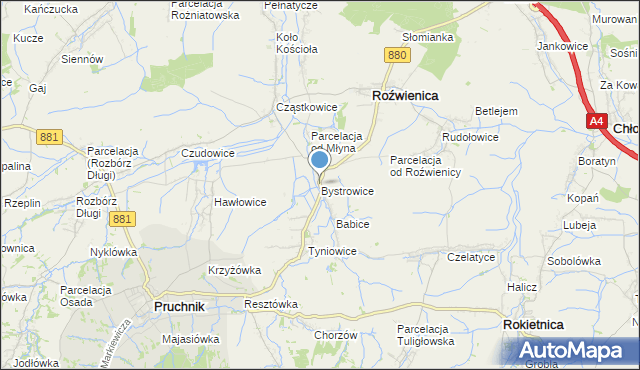 mapa Bystrowice, Bystrowice na mapie Targeo