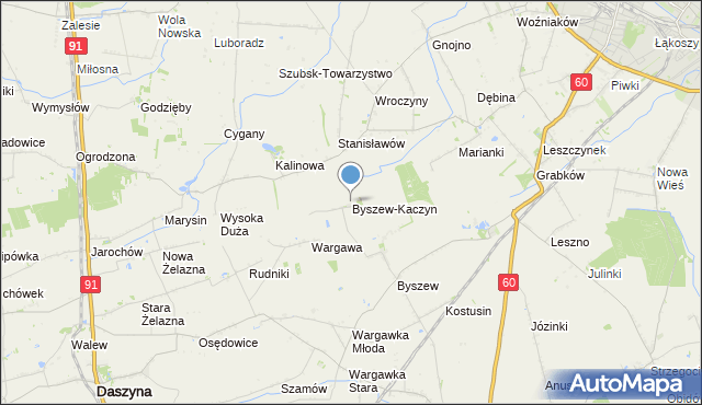 mapa Byszew-Kaczyn, Byszew-Kaczyn na mapie Targeo
