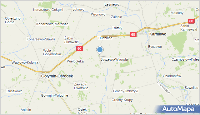 mapa Byszewo-Wygoda, Byszewo-Wygoda na mapie Targeo