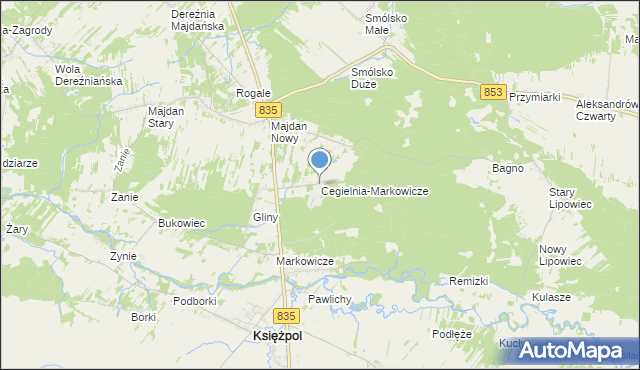 mapa Cegielnia-Markowicze, Cegielnia-Markowicze na mapie Targeo