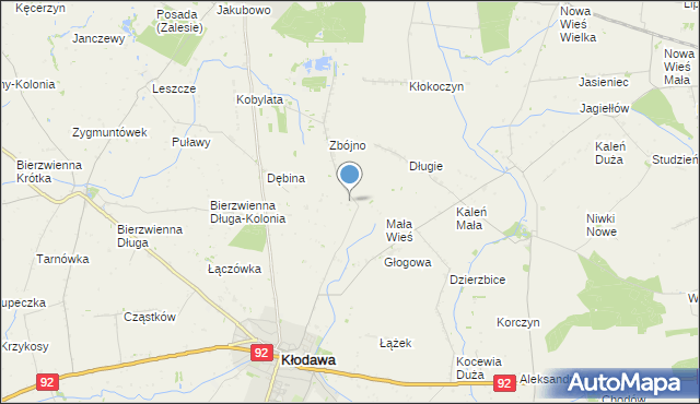 mapa Cegielnia, Cegielnia gmina Kłodawa na mapie Targeo