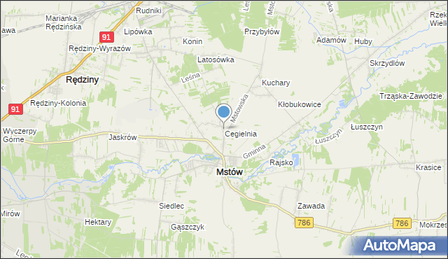 mapa Cegielnia, Cegielnia gmina Mstów na mapie Targeo