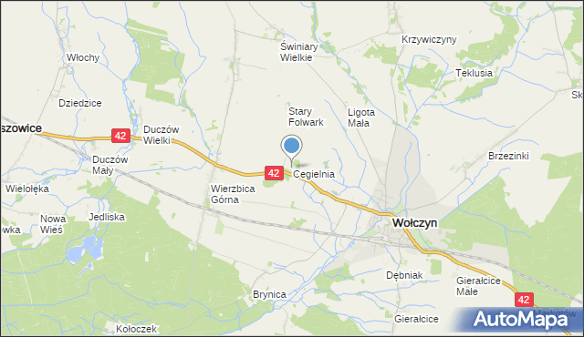 mapa Cegielnia, Cegielnia gmina Wołczyn na mapie Targeo