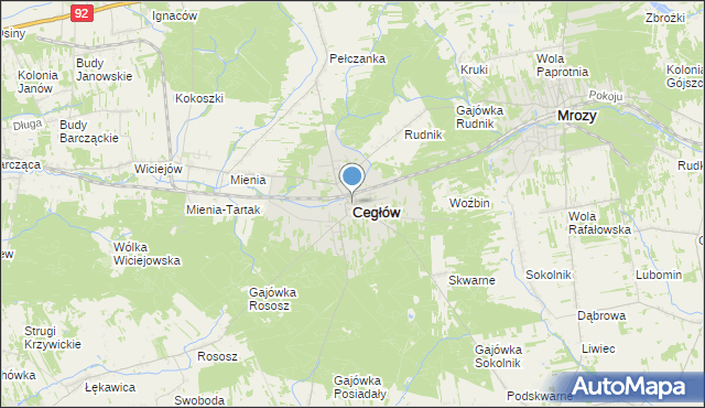mapa Cegłów, Cegłów powiat miński na mapie Targeo