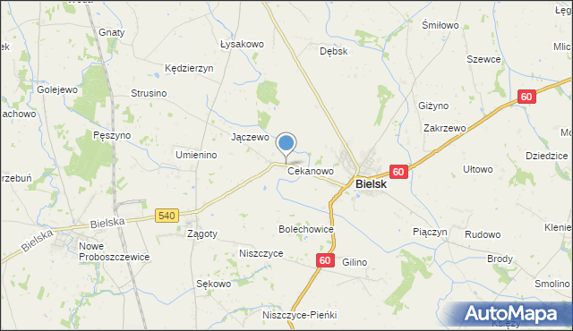 mapa Cekanowo, Cekanowo gmina Bielsk na mapie Targeo