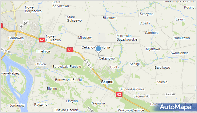 mapa Cekanowo, Cekanowo gmina Słupno na mapie Targeo