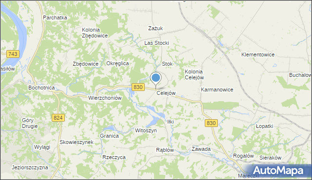 mapa Celejów, Celejów gmina Wąwolnica na mapie Targeo
