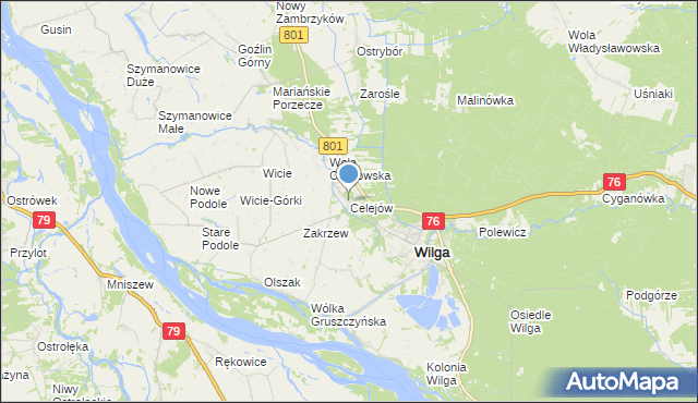 mapa Celejów, Celejów gmina Wilga na mapie Targeo