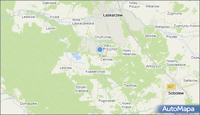 mapa Celinów, Celinów gmina Łaskarzew na mapie Targeo