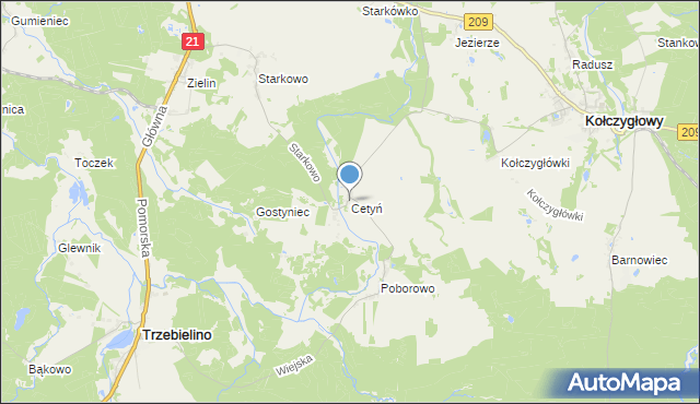 mapa Cetyń, Cetyń na mapie Targeo