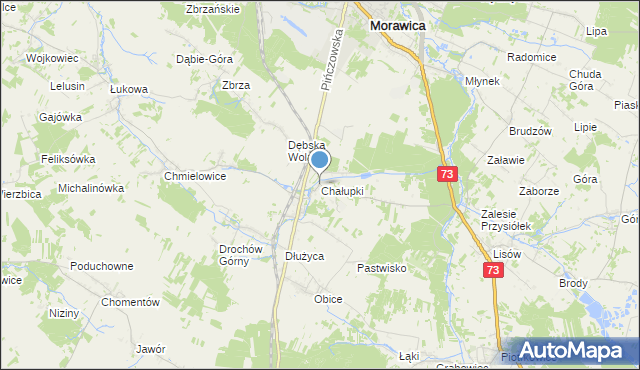 mapa Chałupki, Chałupki gmina Morawica na mapie Targeo