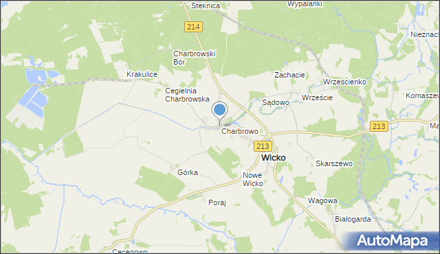 mapa Charbrowo, Charbrowo na mapie Targeo