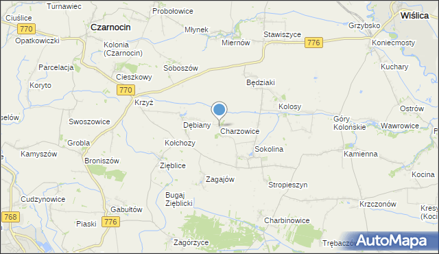 mapa Charzowice, Charzowice na mapie Targeo