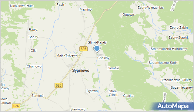 mapa Chełchy, Chełchy gmina Sypniewo na mapie Targeo