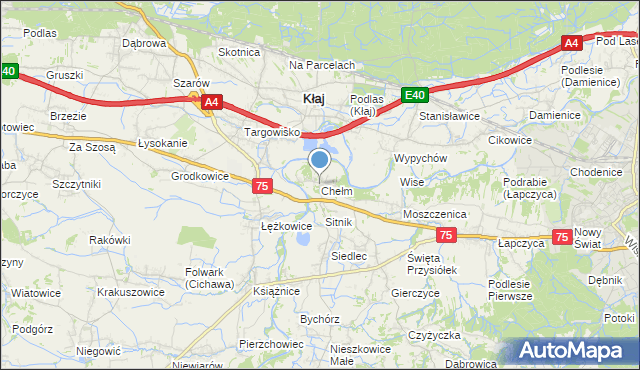 mapa Chełma, Chełm gmina Bochnia na mapie Targeo