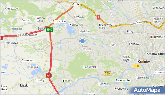 mapa Chełma, Chełm gmina Kraków na mapie Targeo