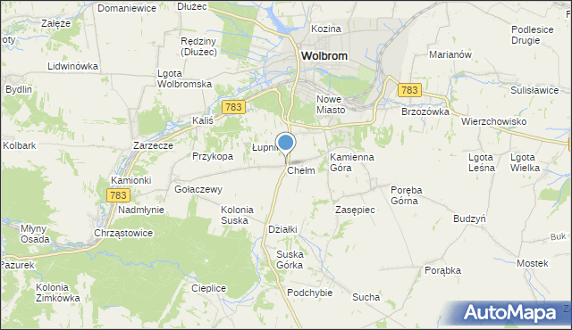 mapa Chełma, Chełm gmina Wolbrom na mapie Targeo