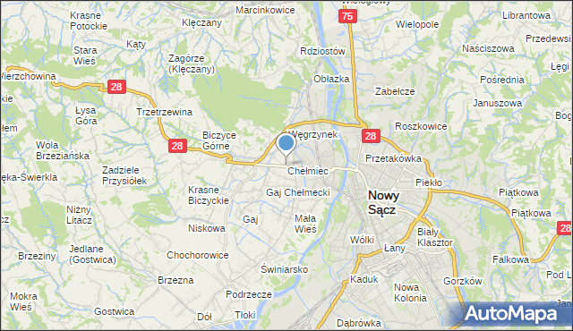mapa Chełmiec, Chełmiec powiat nowosądecki na mapie Targeo